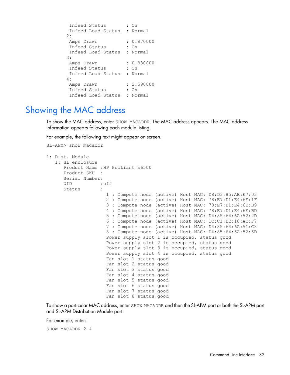 Showing the mac address | HP ProLiant DL170e G6 Server User Manual | Page 32 / 111