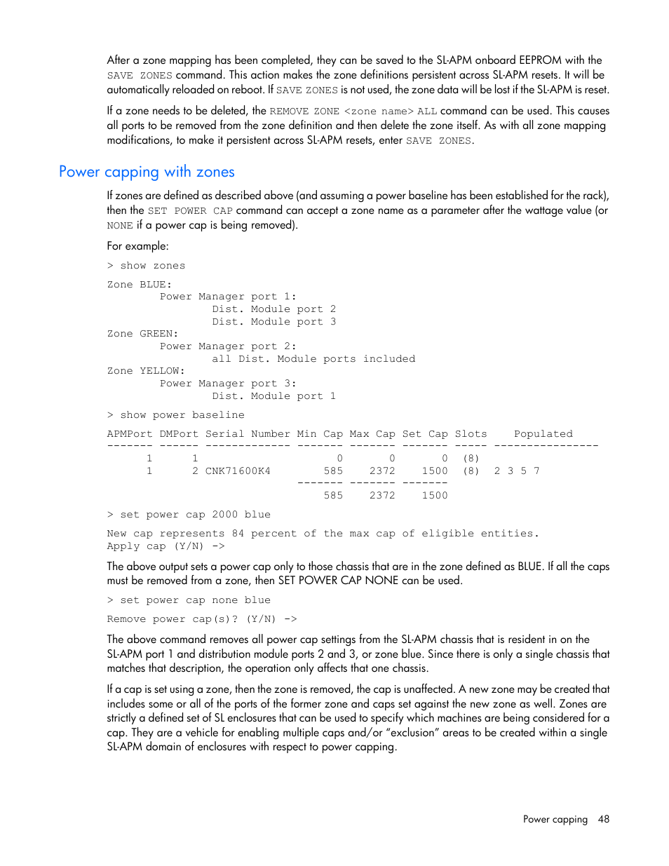 Power capping with zones | HP ProLiant DL170e G6 Server User Manual | Page 48 / 111