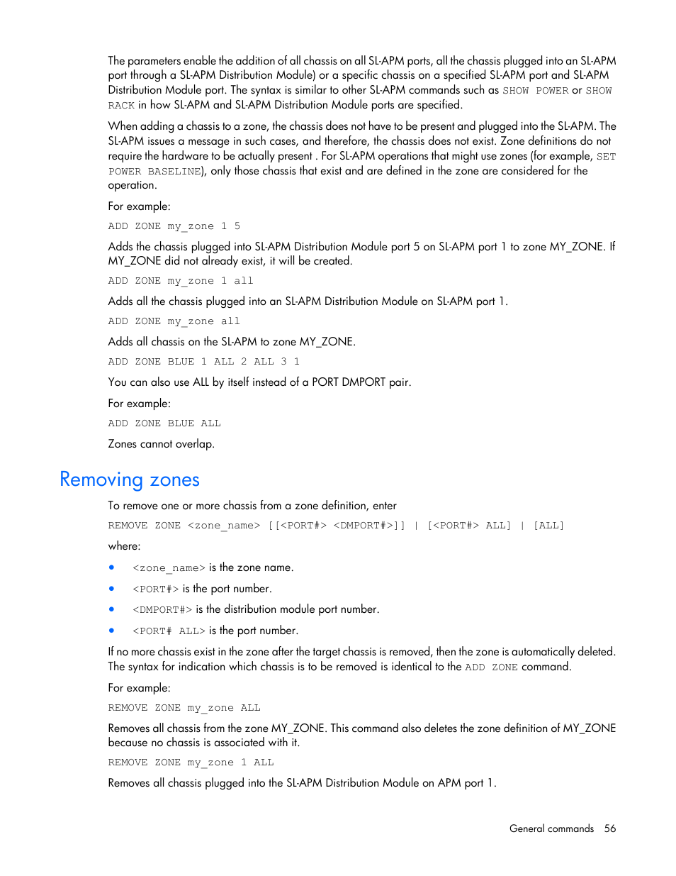 Removing zones | HP ProLiant DL170e G6 Server User Manual | Page 56 / 111