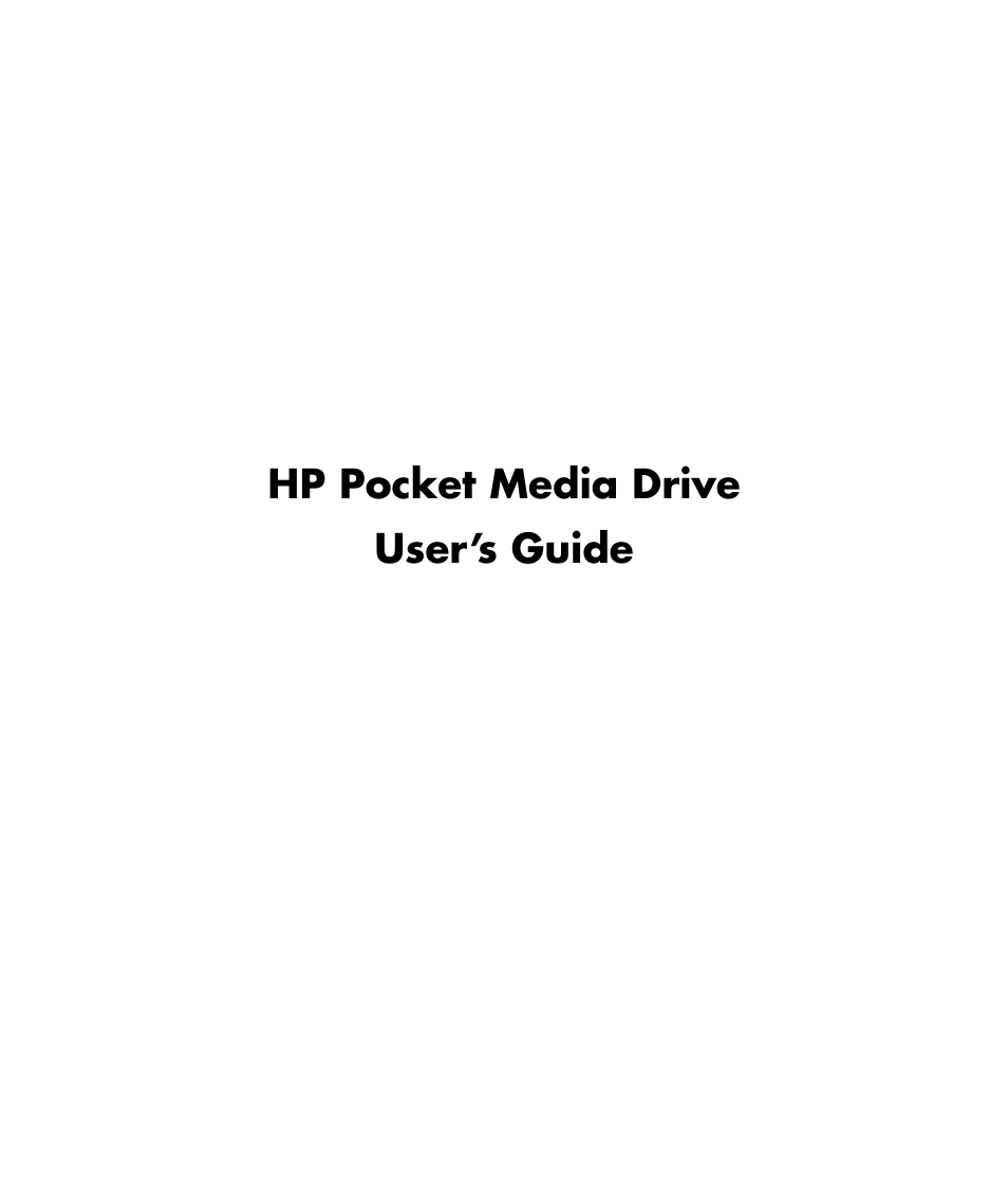 HP PD0800 Pocket Media Drive User Manual | 12 pages