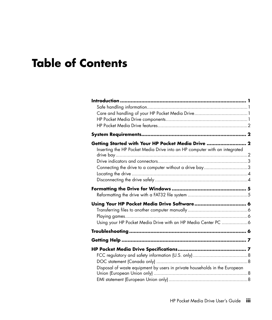 HP PD0800 Pocket Media Drive User Manual | Page 3 / 12