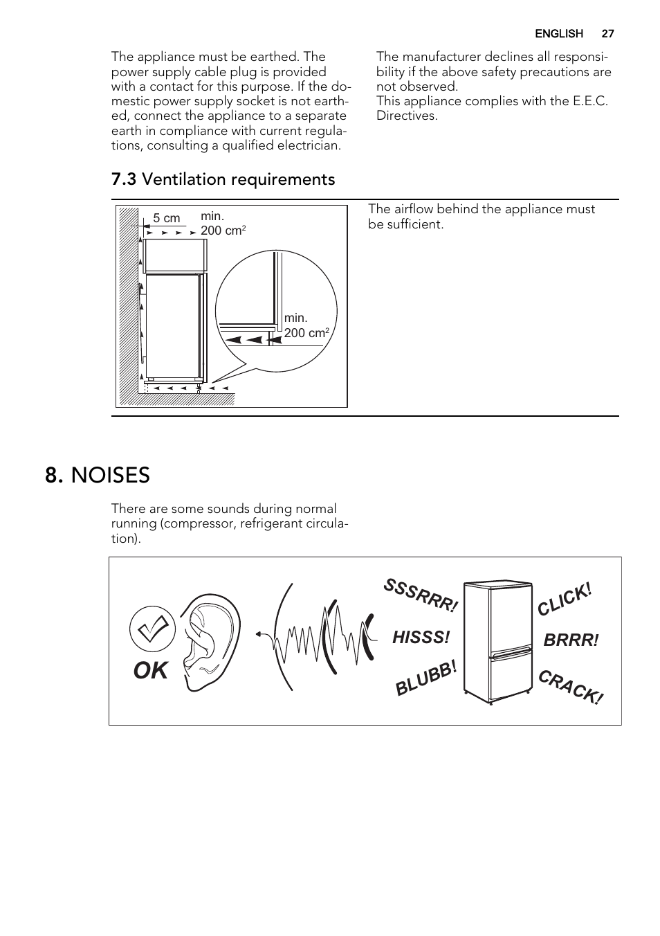 Noises | AEG AGS77200F0 User Manual | Page 27 / 92