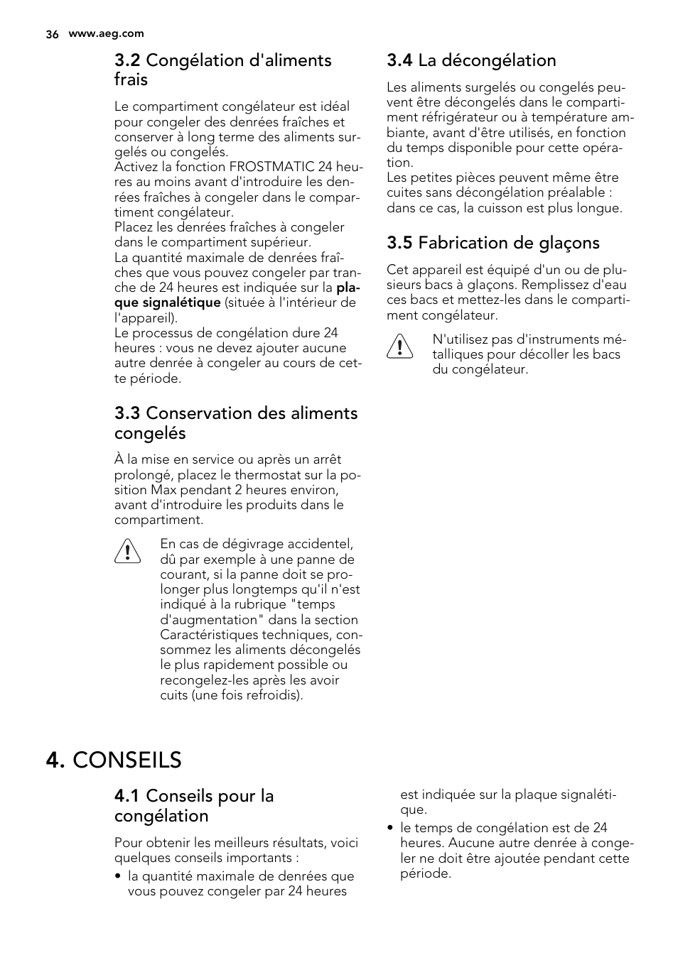 Conseils | AEG AGS77200F0 User Manual | Page 36 / 92