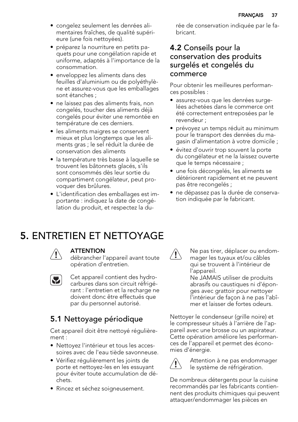 Entretien et nettoyage, 1 nettoyage périodique | AEG AGS77200F0 User Manual | Page 37 / 92