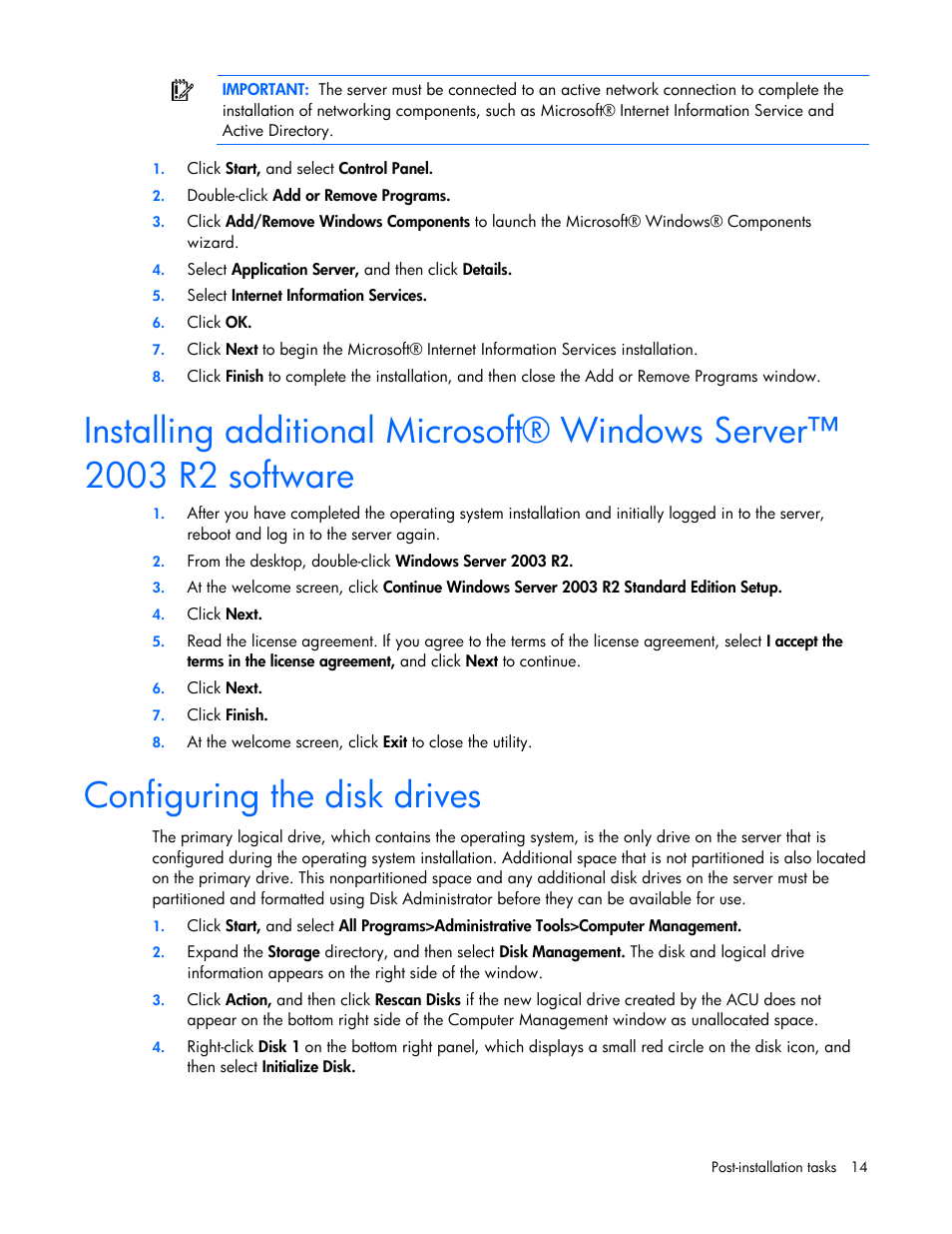 Configuring the disk drives | HP ProLiant DL380 G5 Server User Manual | Page 14 / 20