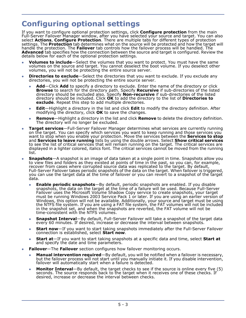 Configuring optional settings, Configuring optional settings -3 | HP Storage Mirroring V5.1 Software User Manual | Page 17 / 27