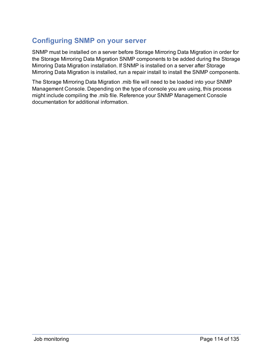 Configuring snmp on your server | HP Storage Mirroring Software User Manual | Page 115 / 136