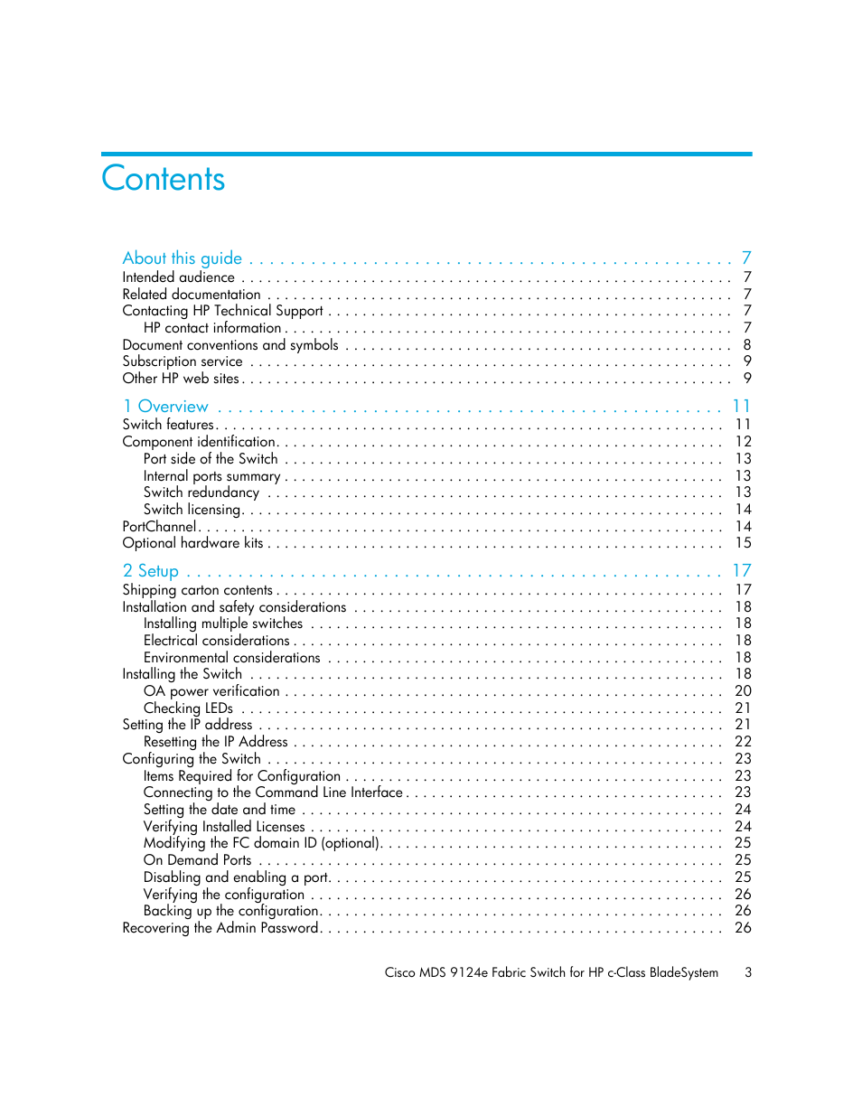 HP Cisco MDS 9124e Fabric Switch for BladeSystem c-Class User Manual | Page 3 / 68