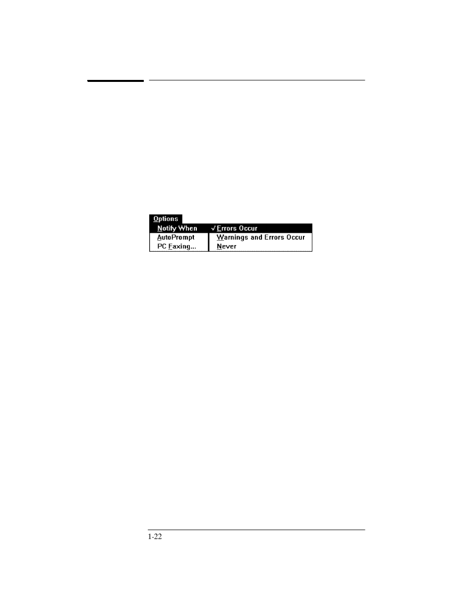 Using the options menu, Being notified of errors or warnings | HP Officejet 350 All-in-One Printer User Manual | Page 40 / 227