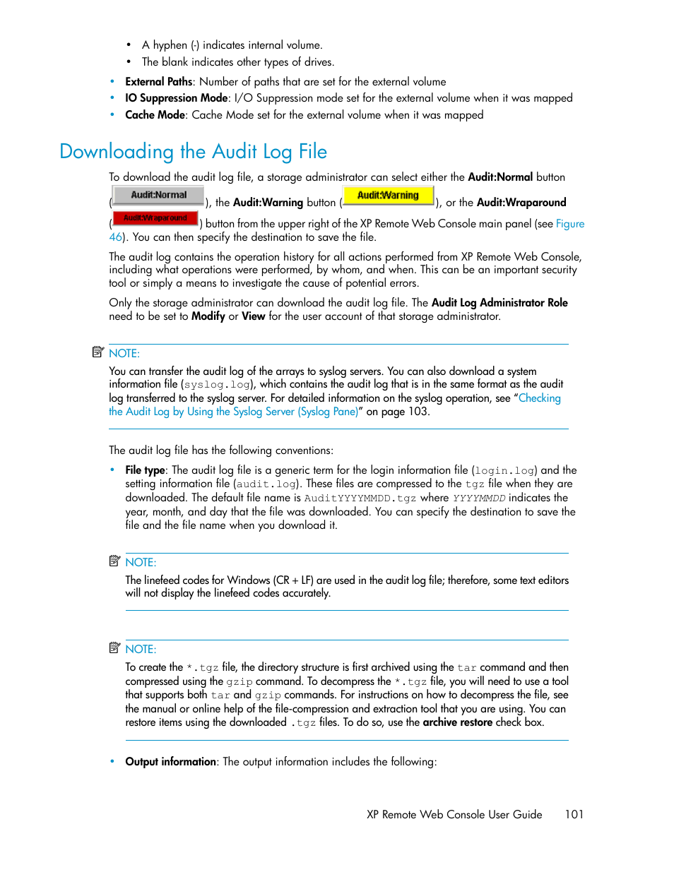 Downloading the audit log file, Downloading the audit log, File | HP StorageWorks XP Remote Web Console Software User Manual | Page 101 / 186