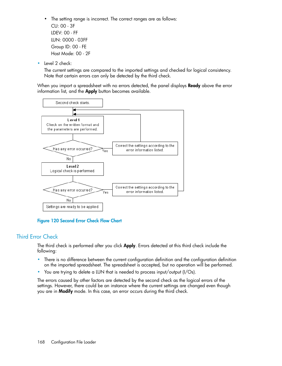 Third error check, Second error check flow chart, Figure | HP StorageWorks XP Remote Web Console Software User Manual | Page 168 / 186