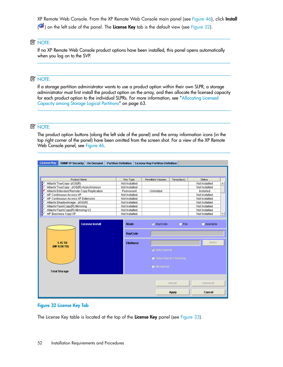 License key tab | HP StorageWorks XP Remote Web Console Software User Manual | Page 52 / 186