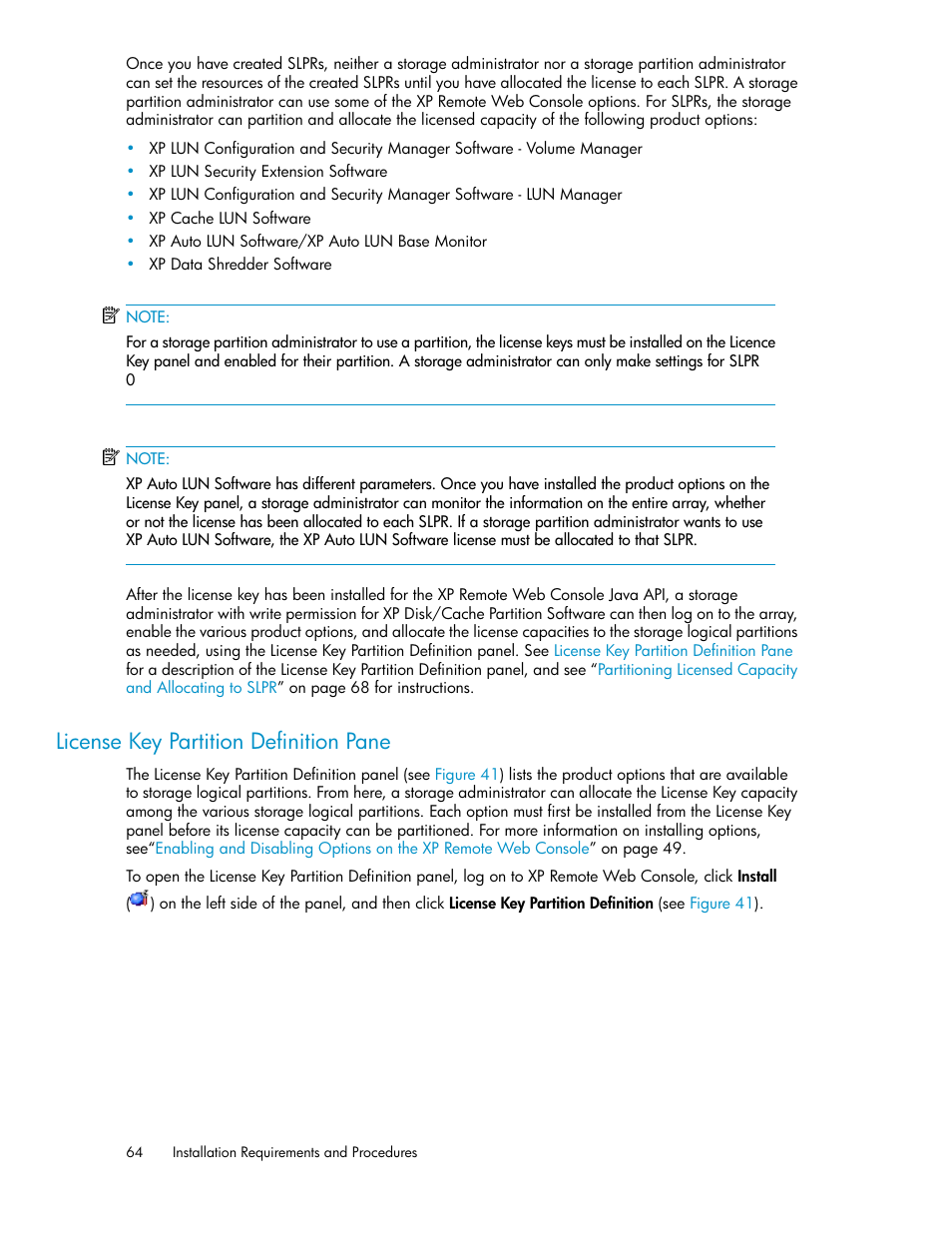 License key partition definition pane | HP StorageWorks XP Remote Web Console Software User Manual | Page 64 / 186