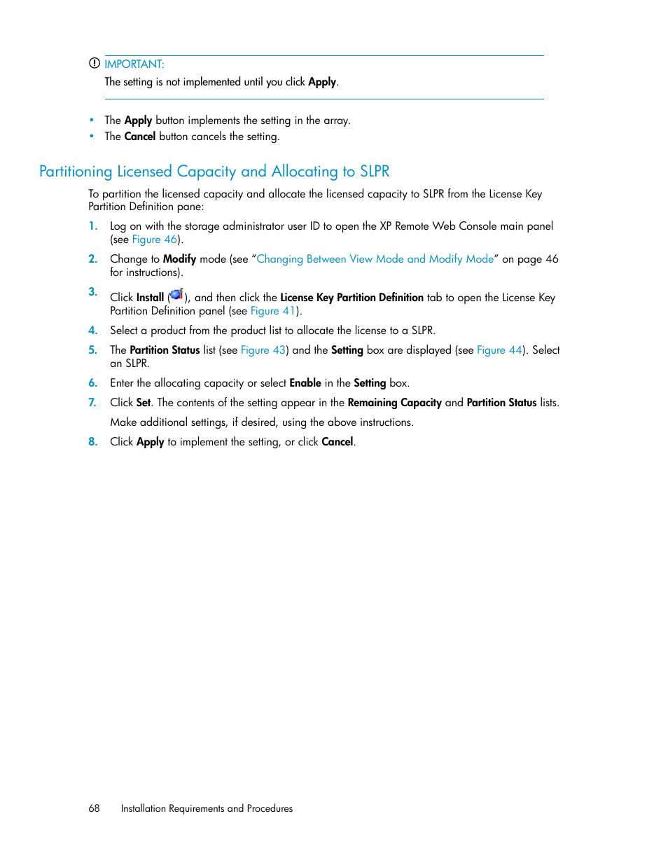 Partitioning licensed capacity, And allocating to slpr | HP StorageWorks XP Remote Web Console Software User Manual | Page 68 / 186