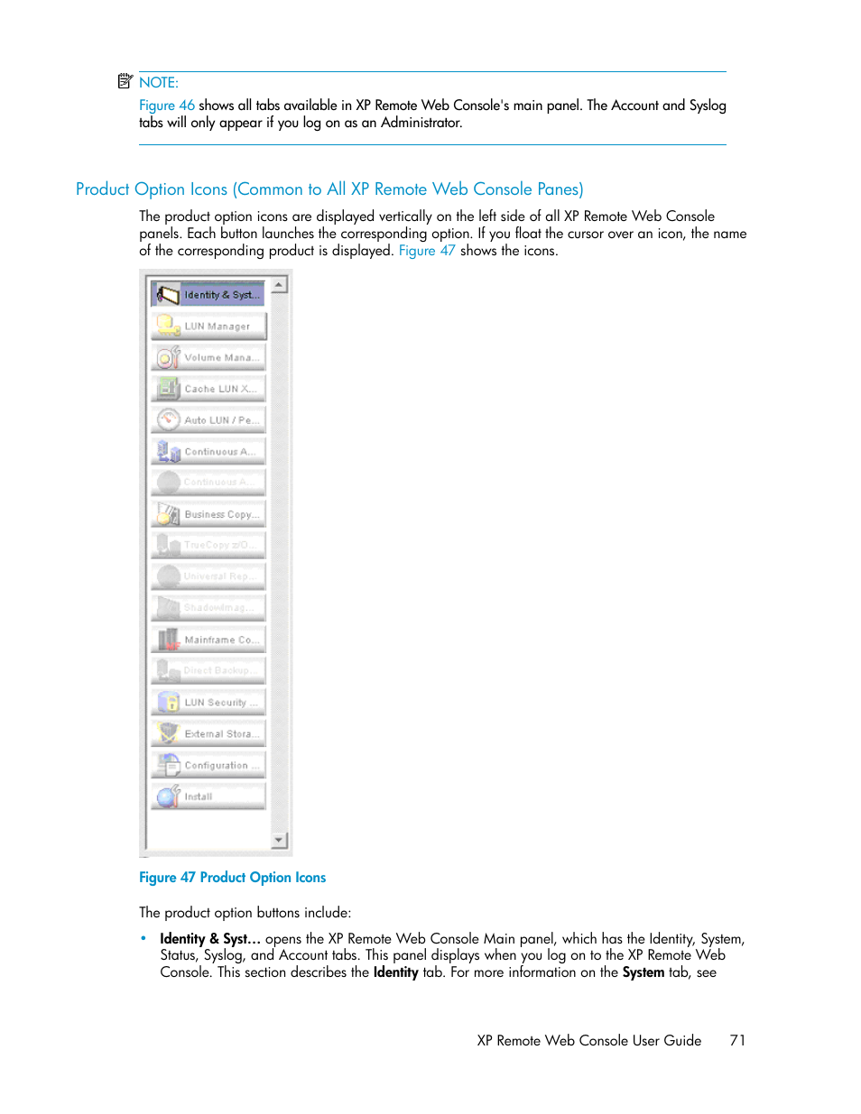 Product option icons | HP StorageWorks XP Remote Web Console Software User Manual | Page 71 / 186
