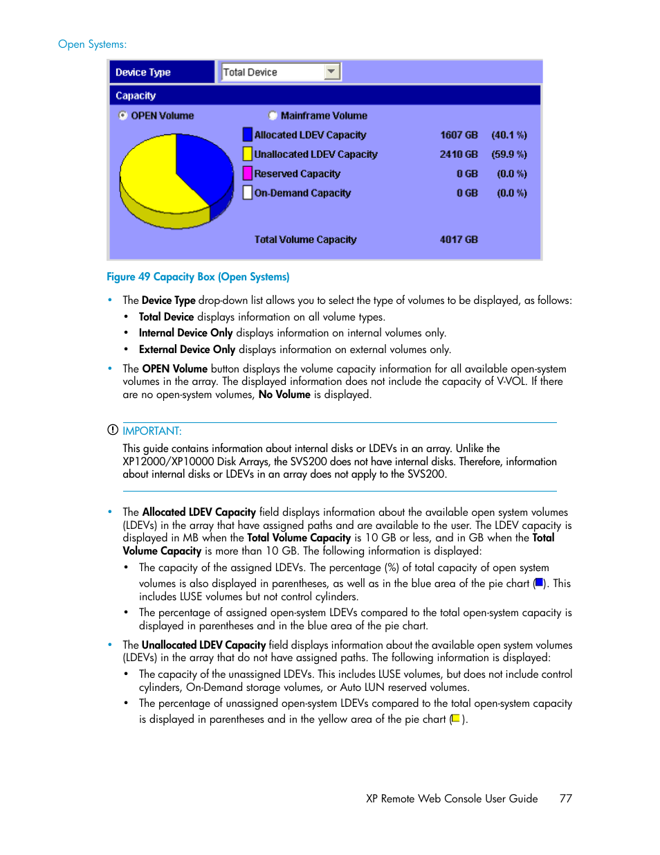 Capacity box (open systems) | HP StorageWorks XP Remote Web Console Software User Manual | Page 77 / 186