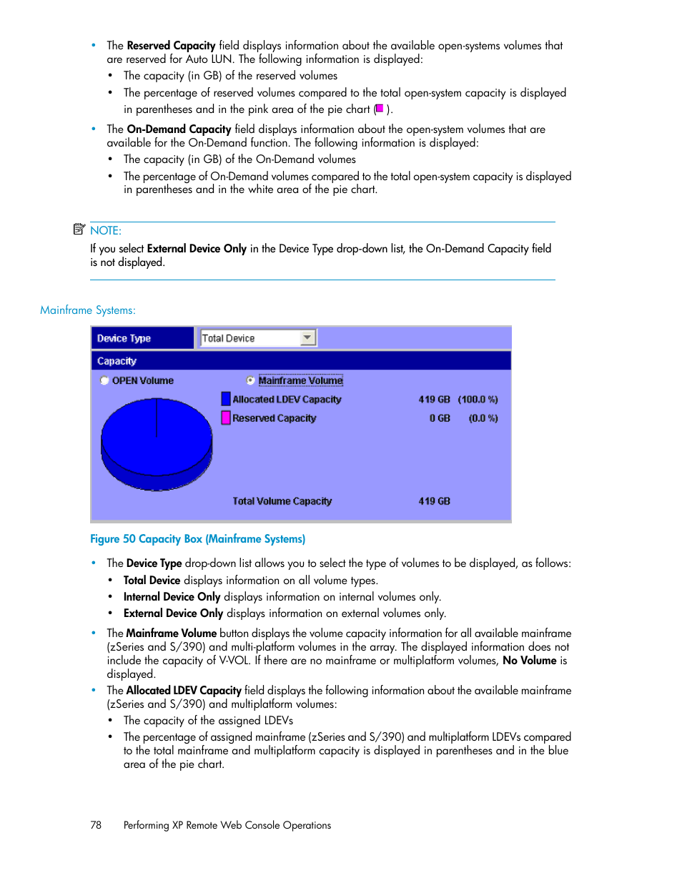 Capacity box (mainframe systems) | HP StorageWorks XP Remote Web Console Software User Manual | Page 78 / 186