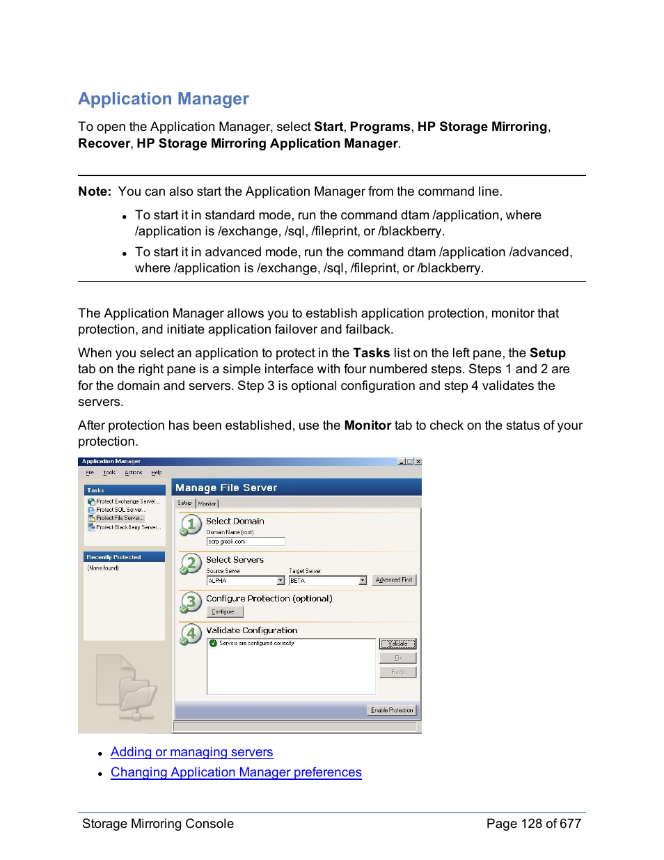 Application manager | HP Storage Mirroring Software User Manual | Page 129 / 678