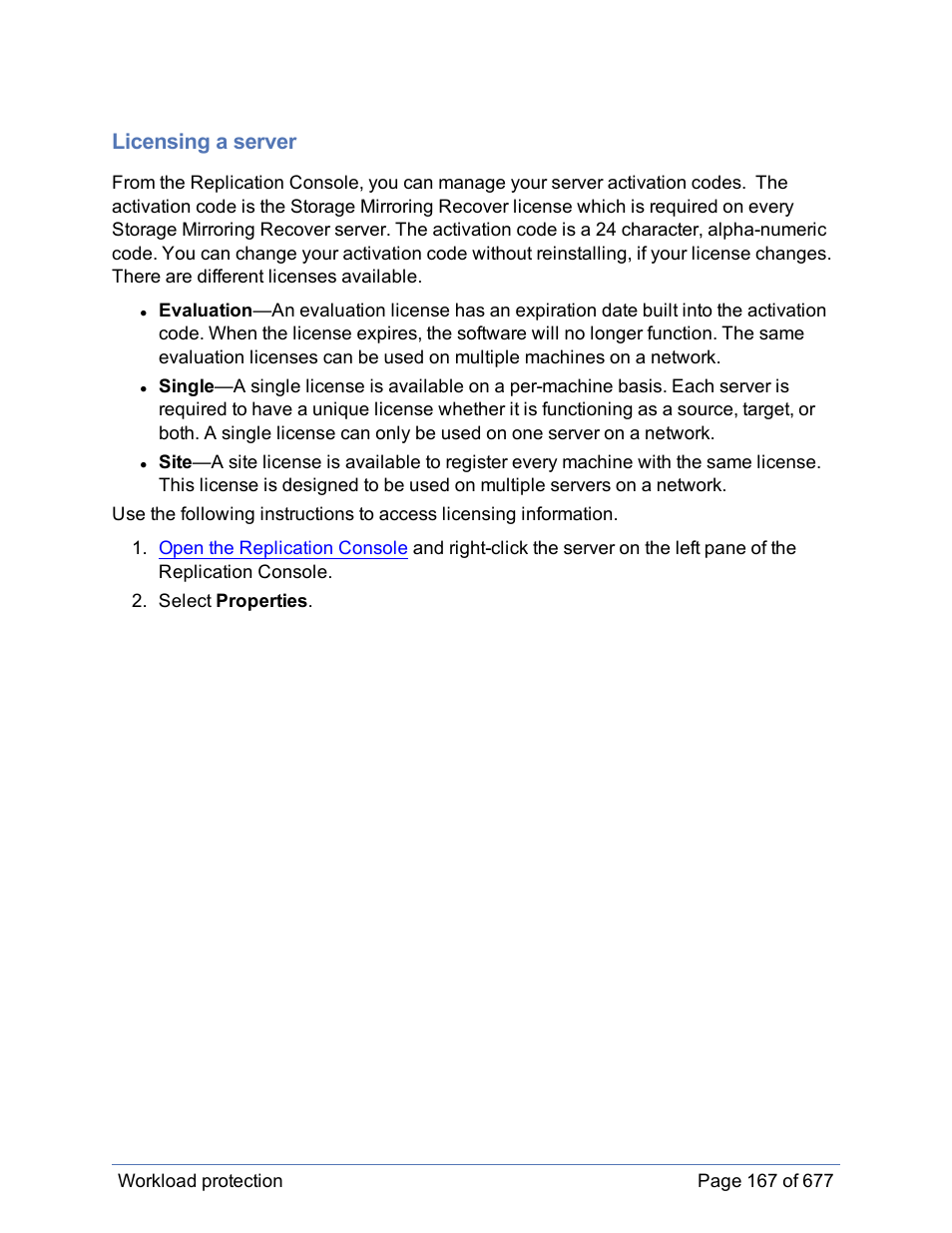 Licensing a server | HP Storage Mirroring Software User Manual | Page 168 / 678