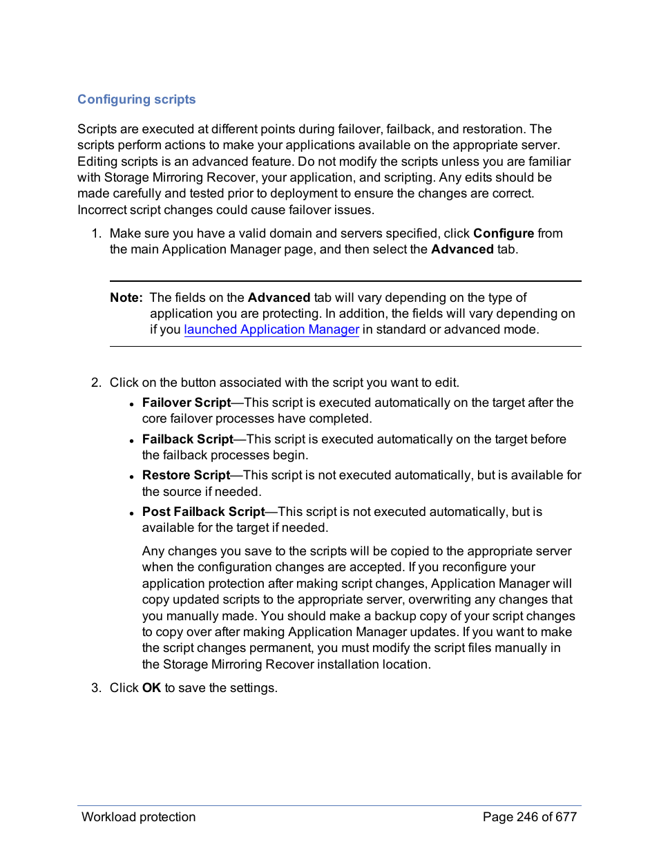 Configuring scripts | HP Storage Mirroring Software User Manual | Page 247 / 678