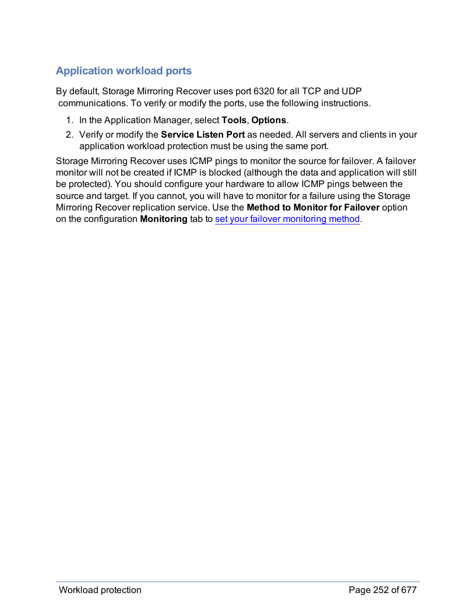 Application workload ports | HP Storage Mirroring Software User Manual | Page 253 / 678