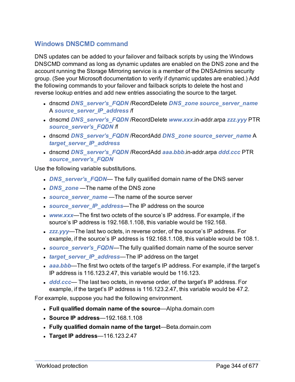 Windows dnscmd command | HP Storage Mirroring Software User Manual | Page 345 / 678