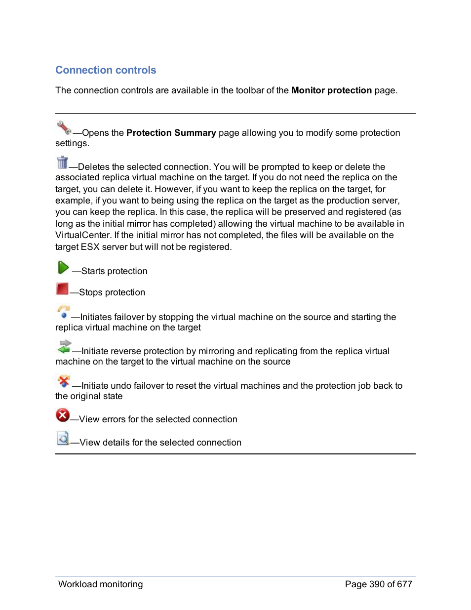 Connection controls | HP Storage Mirroring Software User Manual | Page 391 / 678