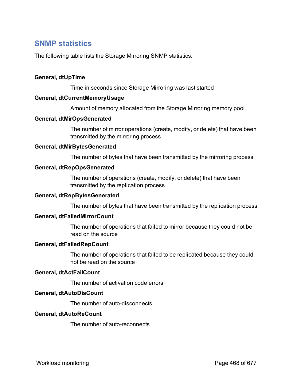 Snmp statistics | HP Storage Mirroring Software User Manual | Page 469 / 678