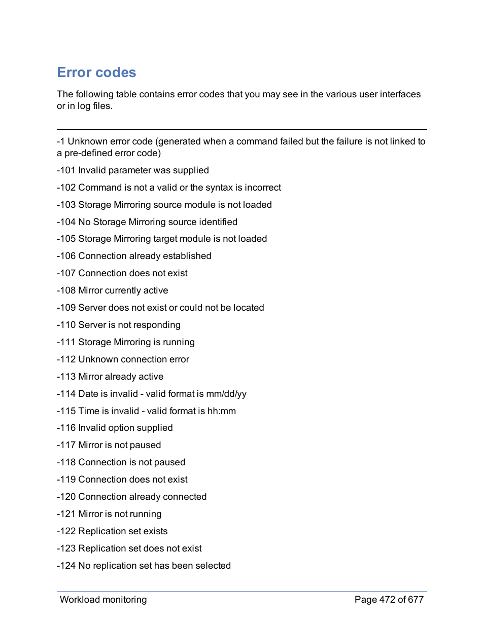 Error codes | HP Storage Mirroring Software User Manual | Page 473 / 678