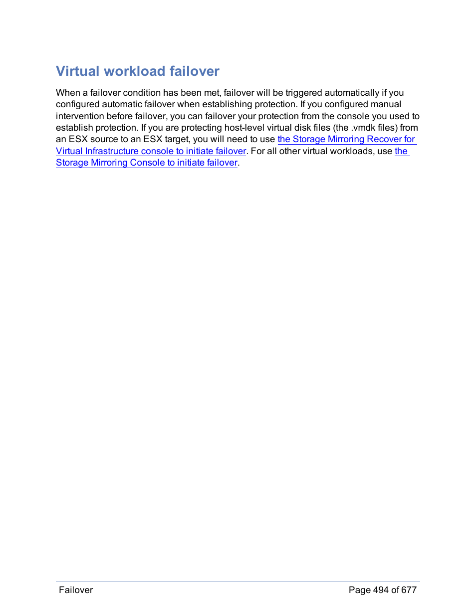 Virtual workload failover | HP Storage Mirroring Software User Manual | Page 495 / 678