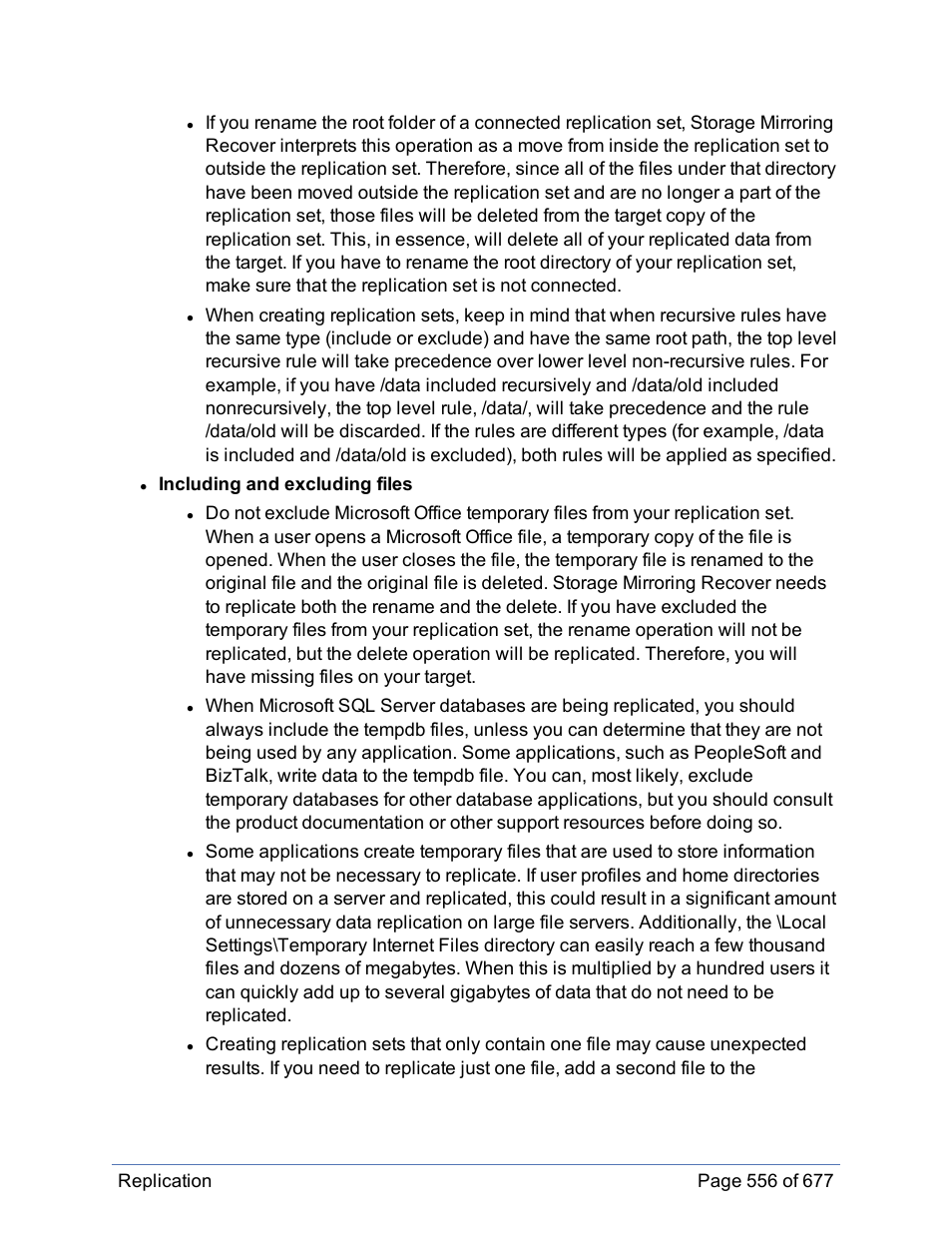 Including and excluding files | HP Storage Mirroring Software User Manual | Page 557 / 678