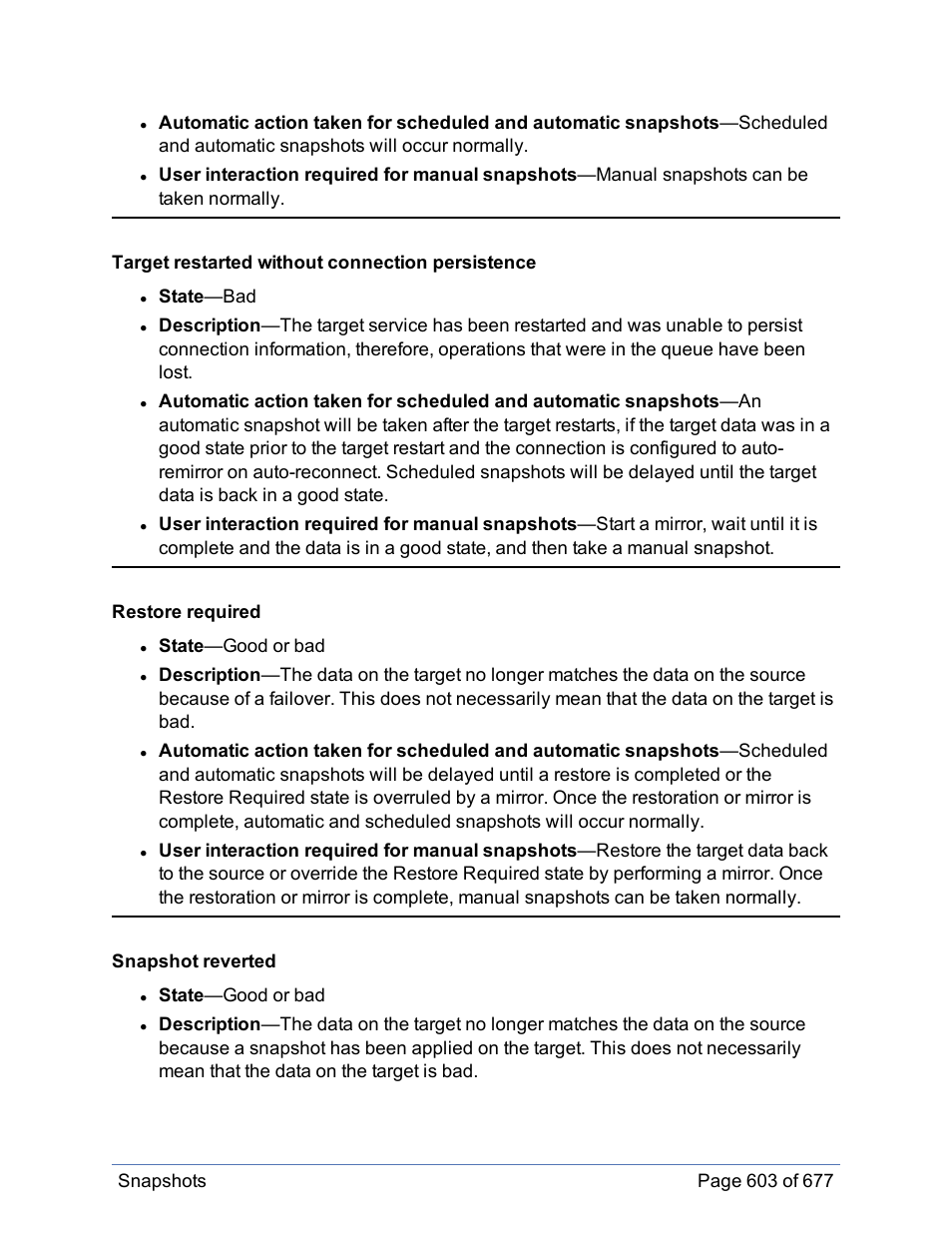 State —bad, State —good or bad | HP Storage Mirroring Software User Manual | Page 604 / 678