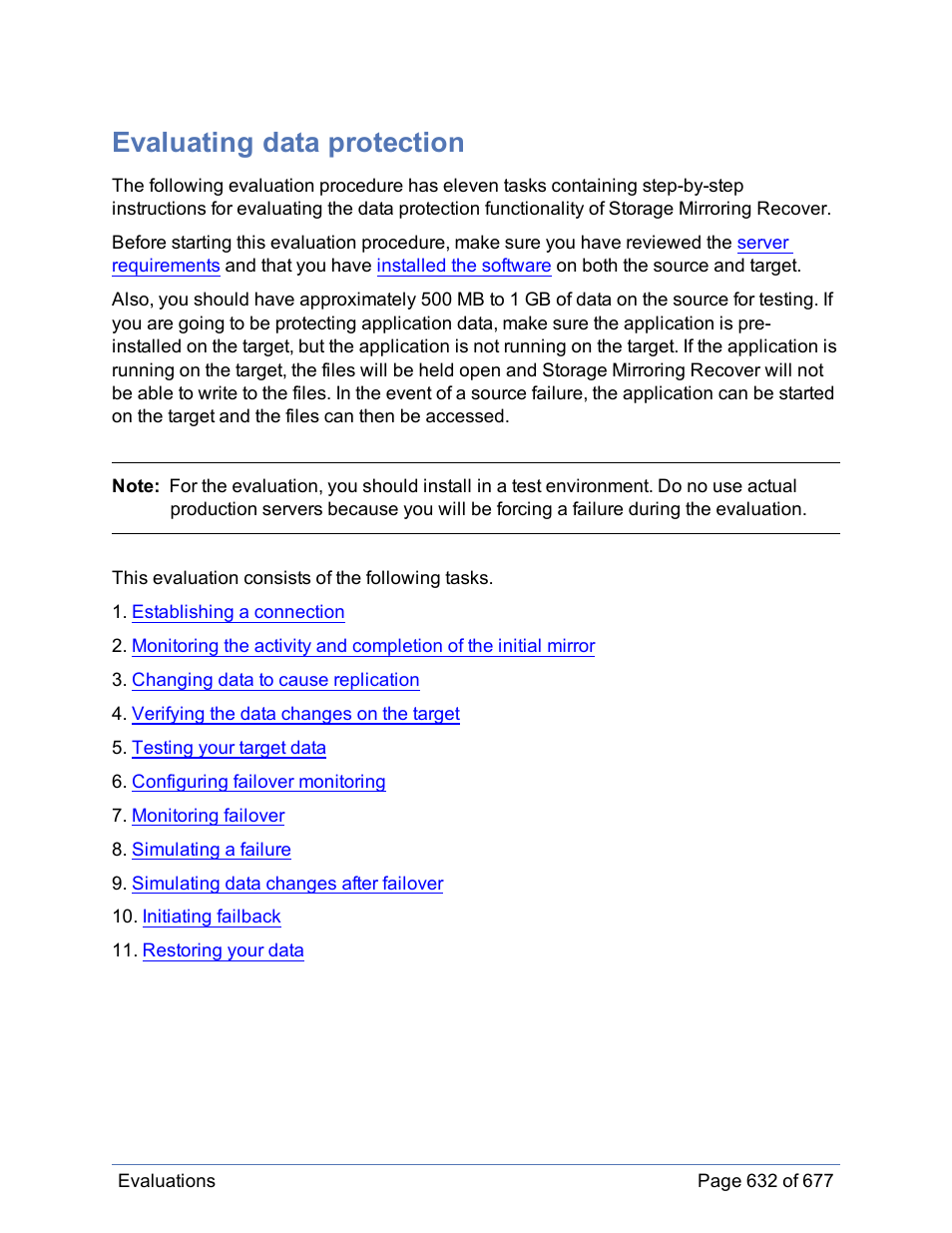 Evaluating data protection | HP Storage Mirroring Software User Manual | Page 633 / 678