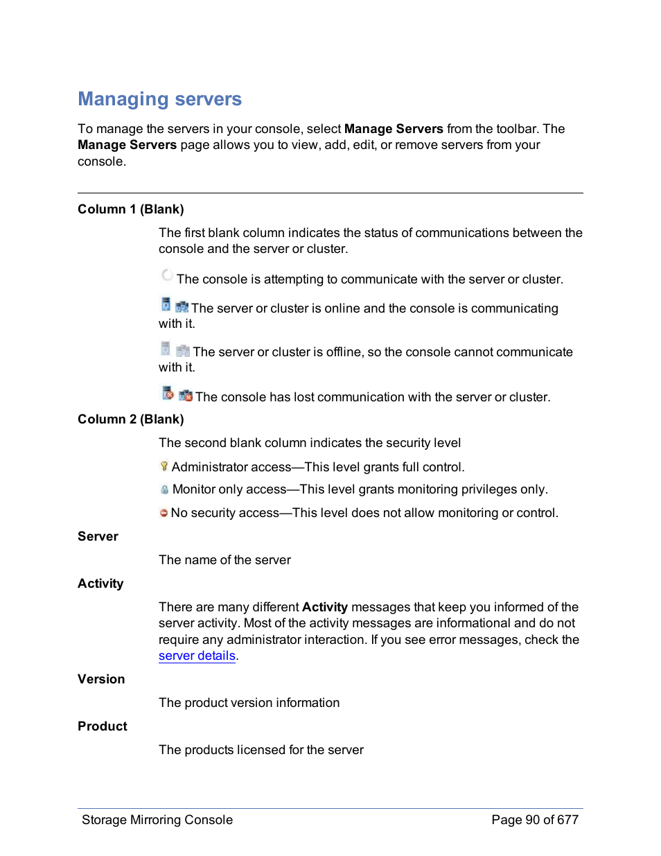 Managing servers | HP Storage Mirroring Software User Manual | Page 91 / 678