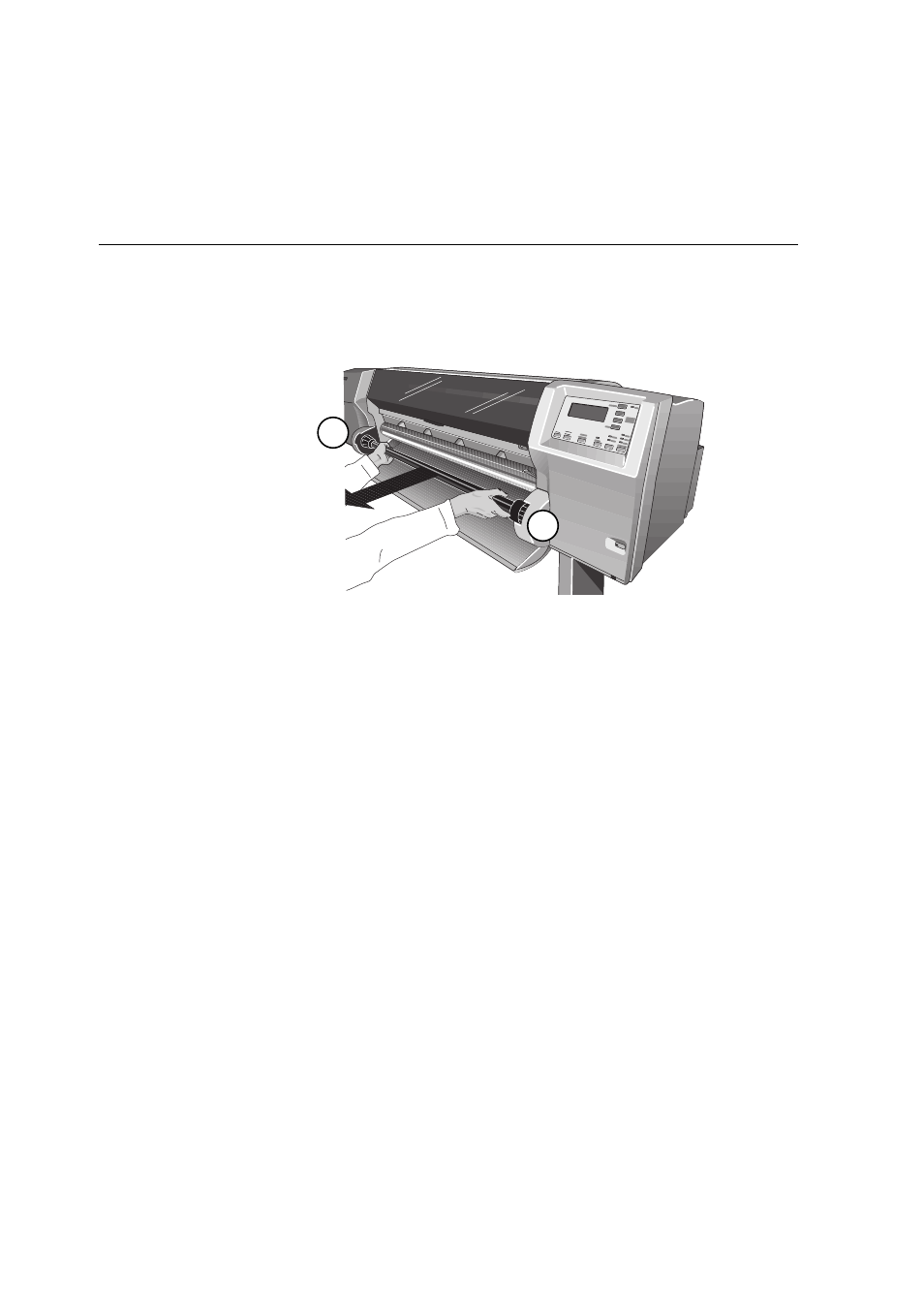 Installing a new roll into the printer, Installing a new roll into the printer 3-32 | HP Designjet 2500.3500cp Printer series User Manual | Page 82 / 340