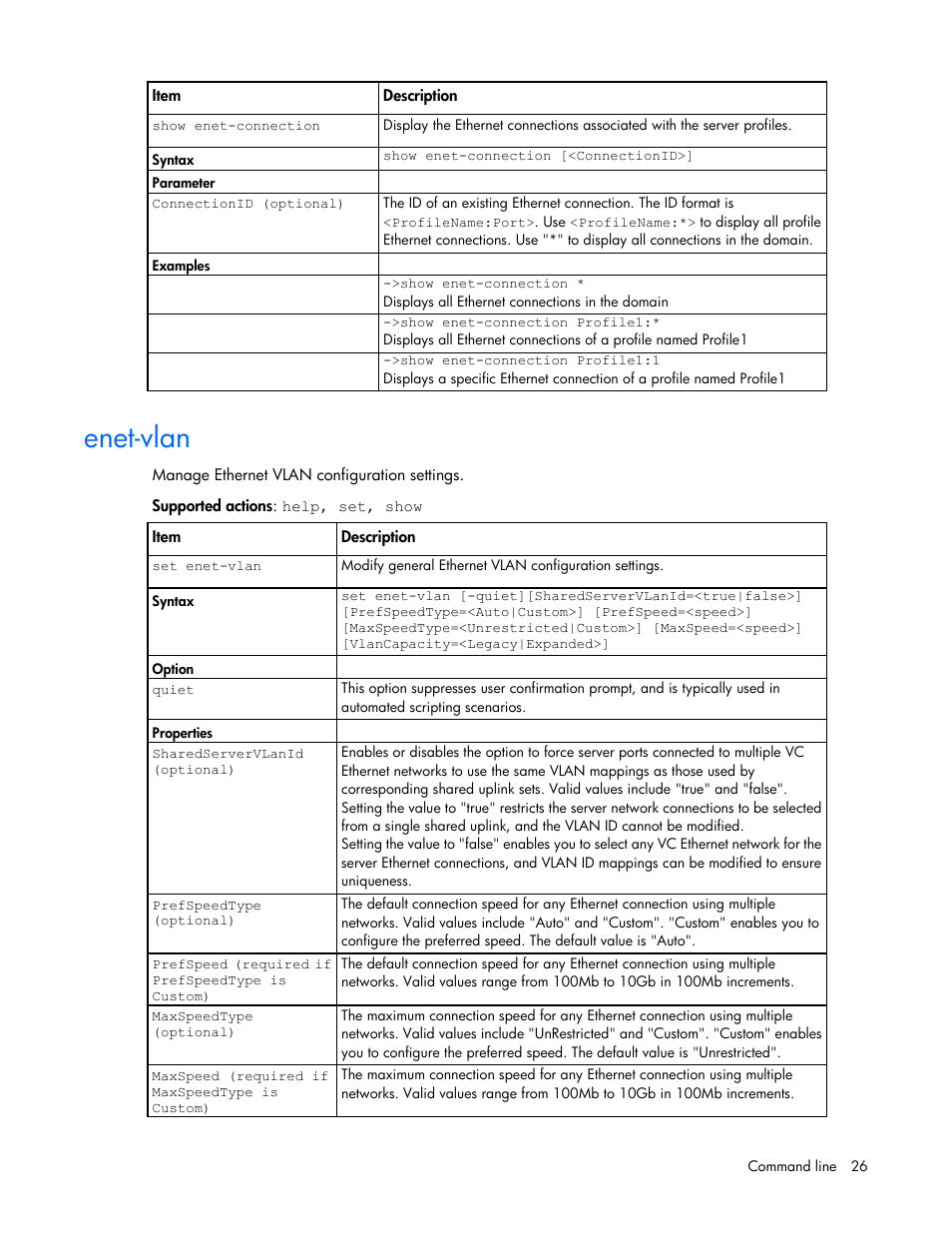 Enet-vlan | HP Virtual Connect 8Gb 24-port Fibre Channel Module for c-Class BladeSystem User Manual | Page 26 / 159