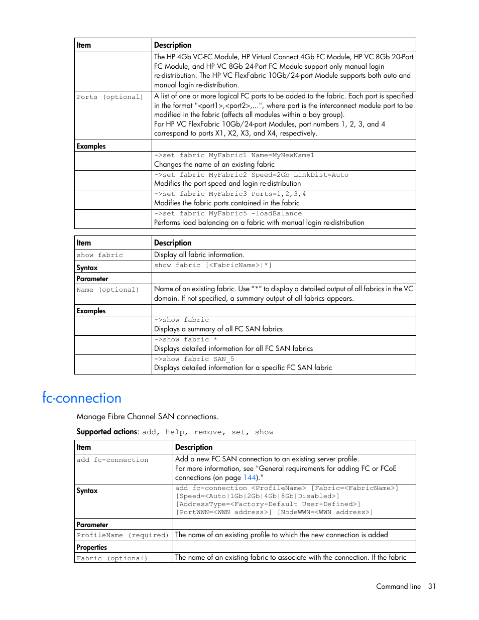 Fc-connection | HP Virtual Connect 8Gb 24-port Fibre Channel Module for c-Class BladeSystem User Manual | Page 31 / 159