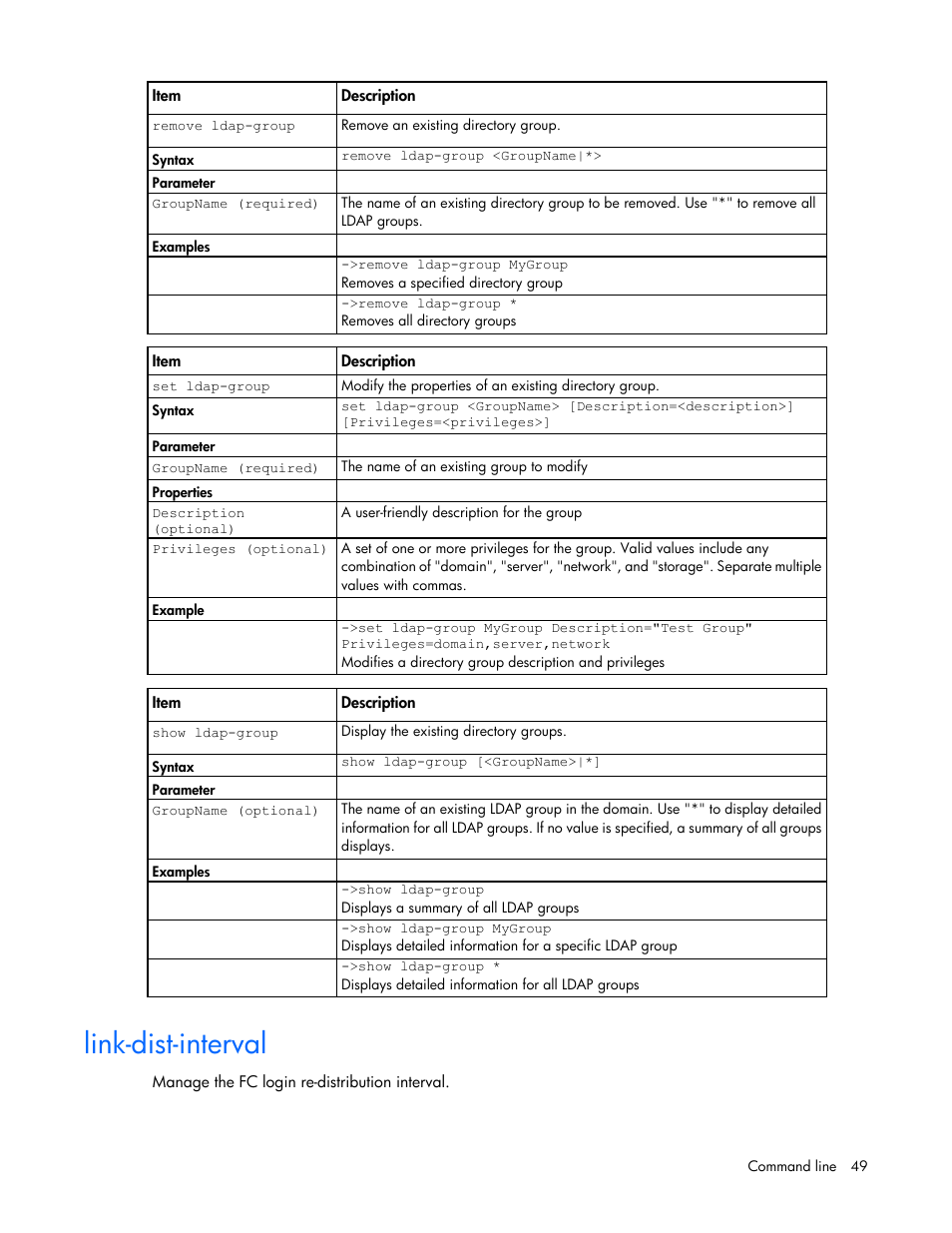 Link-dist-interval | HP Virtual Connect 8Gb 24-port Fibre Channel Module for c-Class BladeSystem User Manual | Page 49 / 159