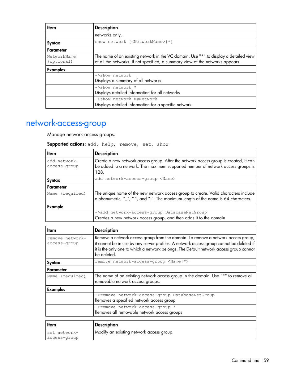 Network-access-group | HP Virtual Connect 8Gb 24-port Fibre Channel Module for c-Class BladeSystem User Manual | Page 59 / 159