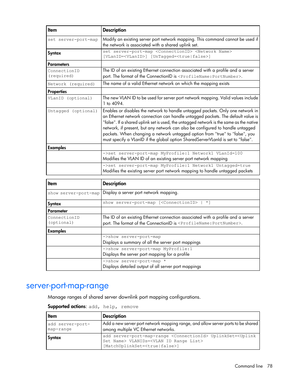Server-port-map-range | HP Virtual Connect 8Gb 24-port Fibre Channel Module for c-Class BladeSystem User Manual | Page 78 / 159