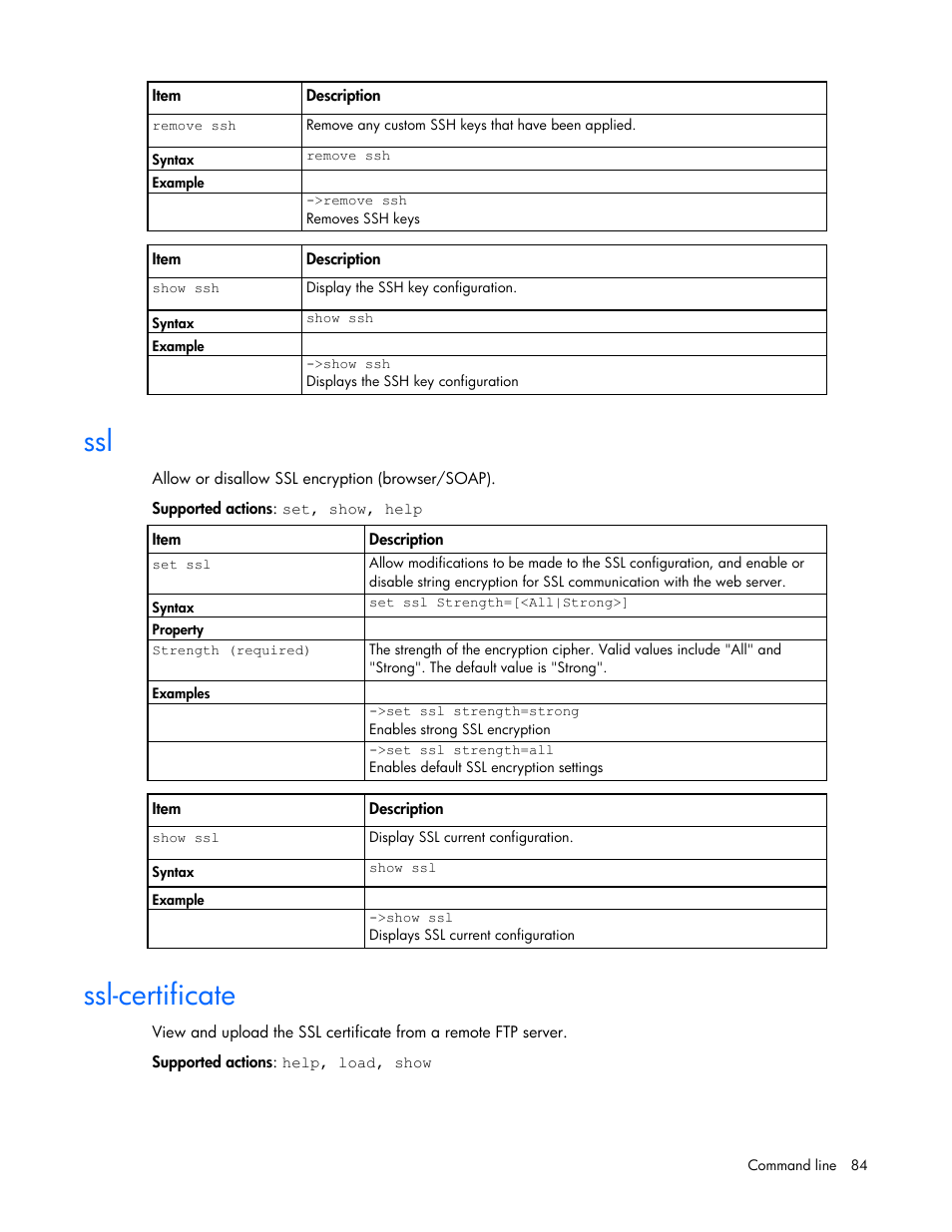 Ssl-certificate | HP Virtual Connect 8Gb 24-port Fibre Channel Module for c-Class BladeSystem User Manual | Page 84 / 159
