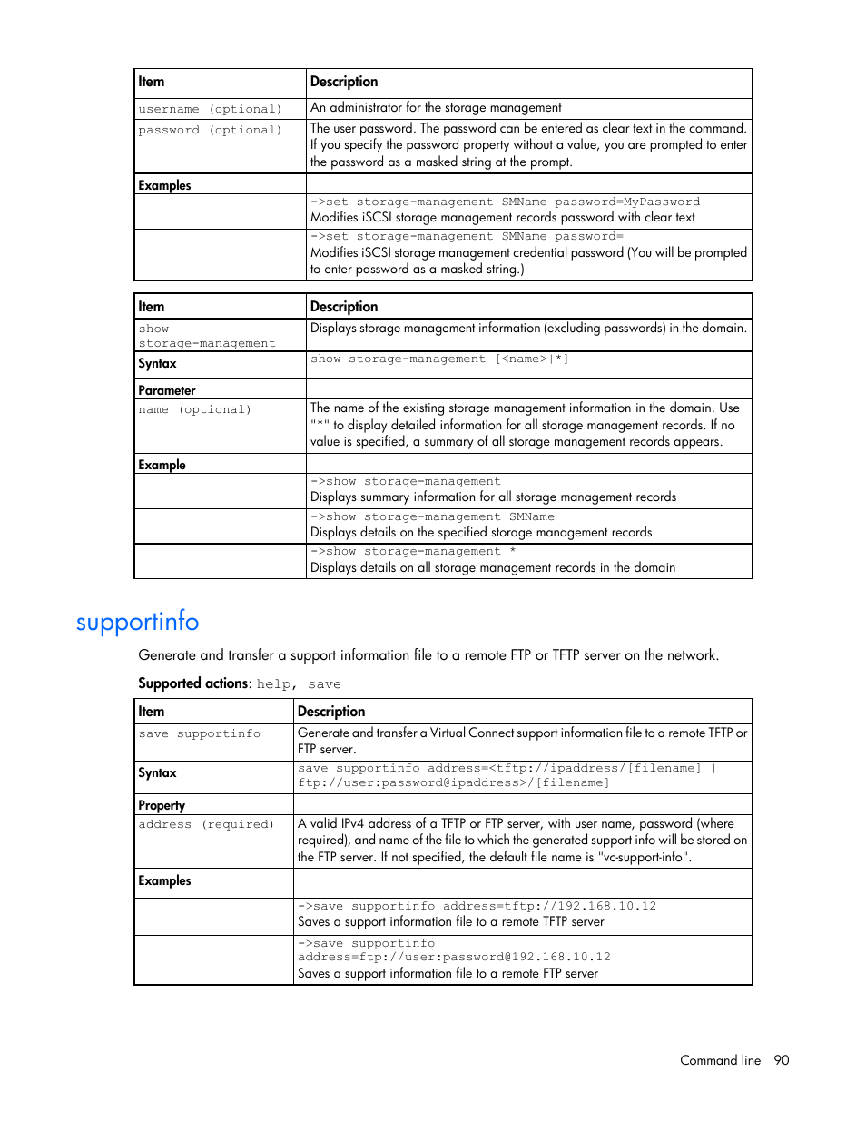 Supportinfo | HP Virtual Connect 8Gb 24-port Fibre Channel Module for c-Class BladeSystem User Manual | Page 90 / 159