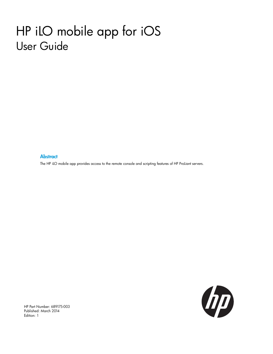 HP Integrated Lights-Out 4 User Manual | 9 pages