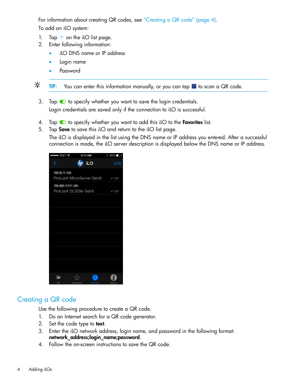 Creating a qr code | HP Integrated Lights-Out 4 User Manual | Page 4 / 9