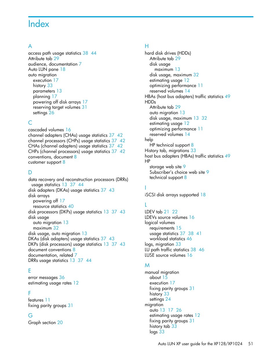 Index | HP StorageWorks XP Remote Web Console Software User Manual | Page 51 / 56