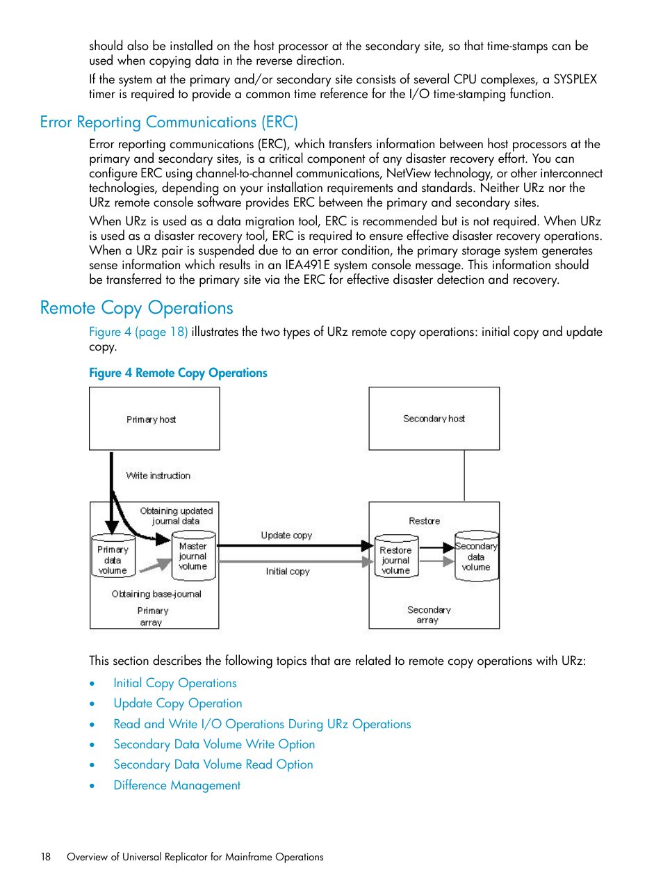 Error reporting communications (erc), Remote copy operations | HP StorageWorks XP Remote Web Console Software User Manual | Page 18 / 203