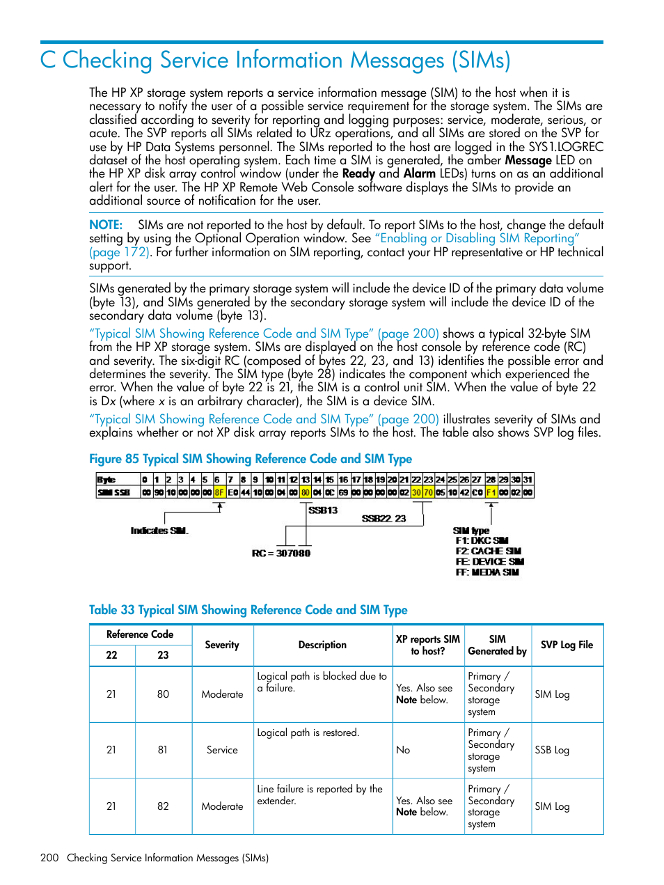 C checking service information messages (sims) | HP StorageWorks XP Remote Web Console Software User Manual | Page 200 / 203