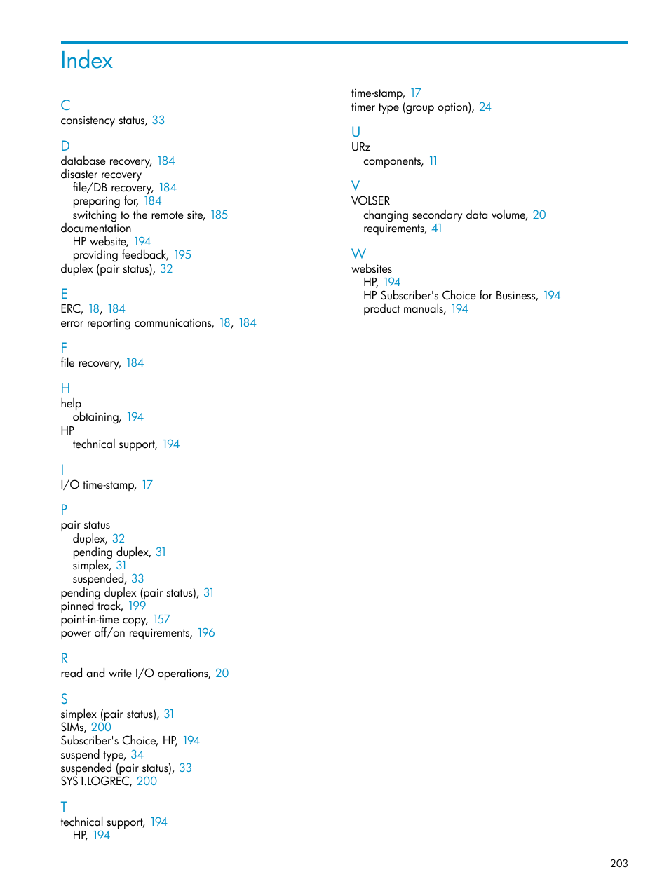 Index | HP StorageWorks XP Remote Web Console Software User Manual | Page 203 / 203