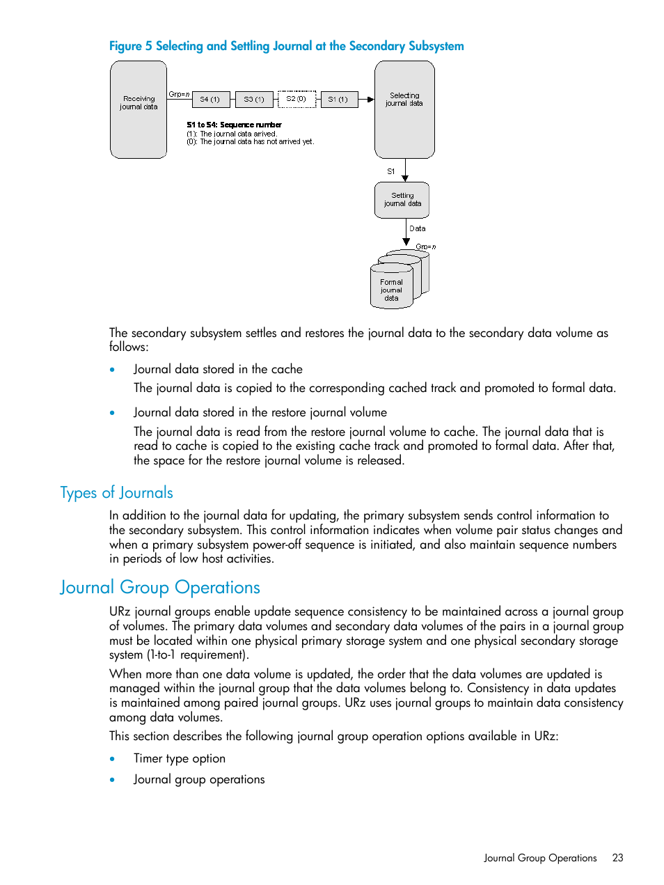 Types of journals, Journal group operations | HP StorageWorks XP Remote Web Console Software User Manual | Page 23 / 203