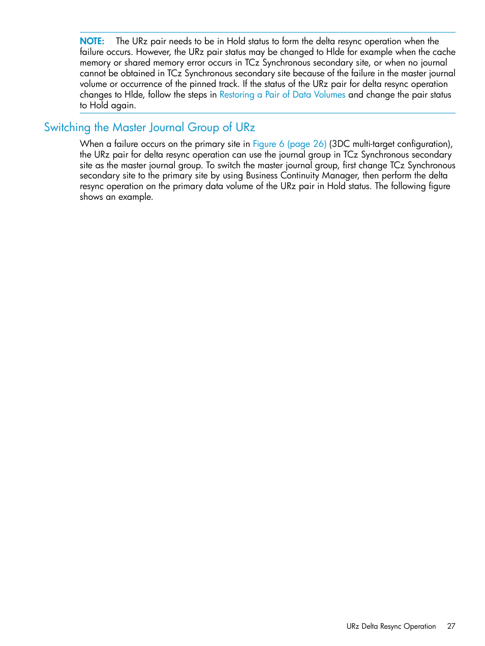 Switching the master journal group of urz | HP StorageWorks XP Remote Web Console Software User Manual | Page 27 / 203